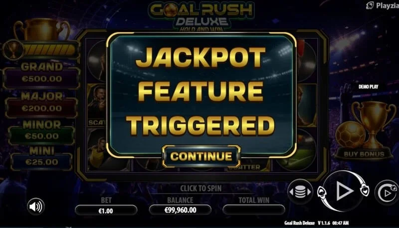 Goal Rush Deluxe - Start von Jackpot Hold and Win mit Bonus-Bällen